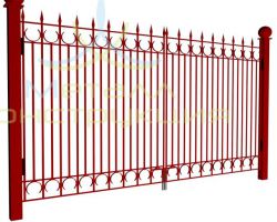 Распашные ворота с элементами ковки ВК-06